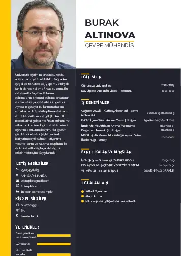Çevre Mühendisi CV Örnekleri cv indir